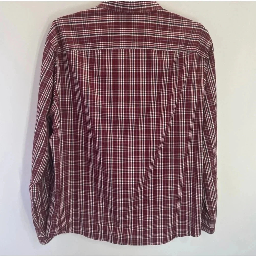 BUNDLE UNTUCKit Plaid Blue/Maroon Long Sleeve Cotton Button Down Tops - Picture 8 of 12